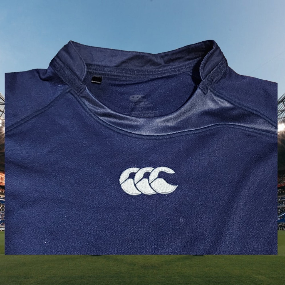 Canterbury of New Zealand Mens Blue CCC Logo Fitted Jersey Shirt Size XL - Picture 2 of 7